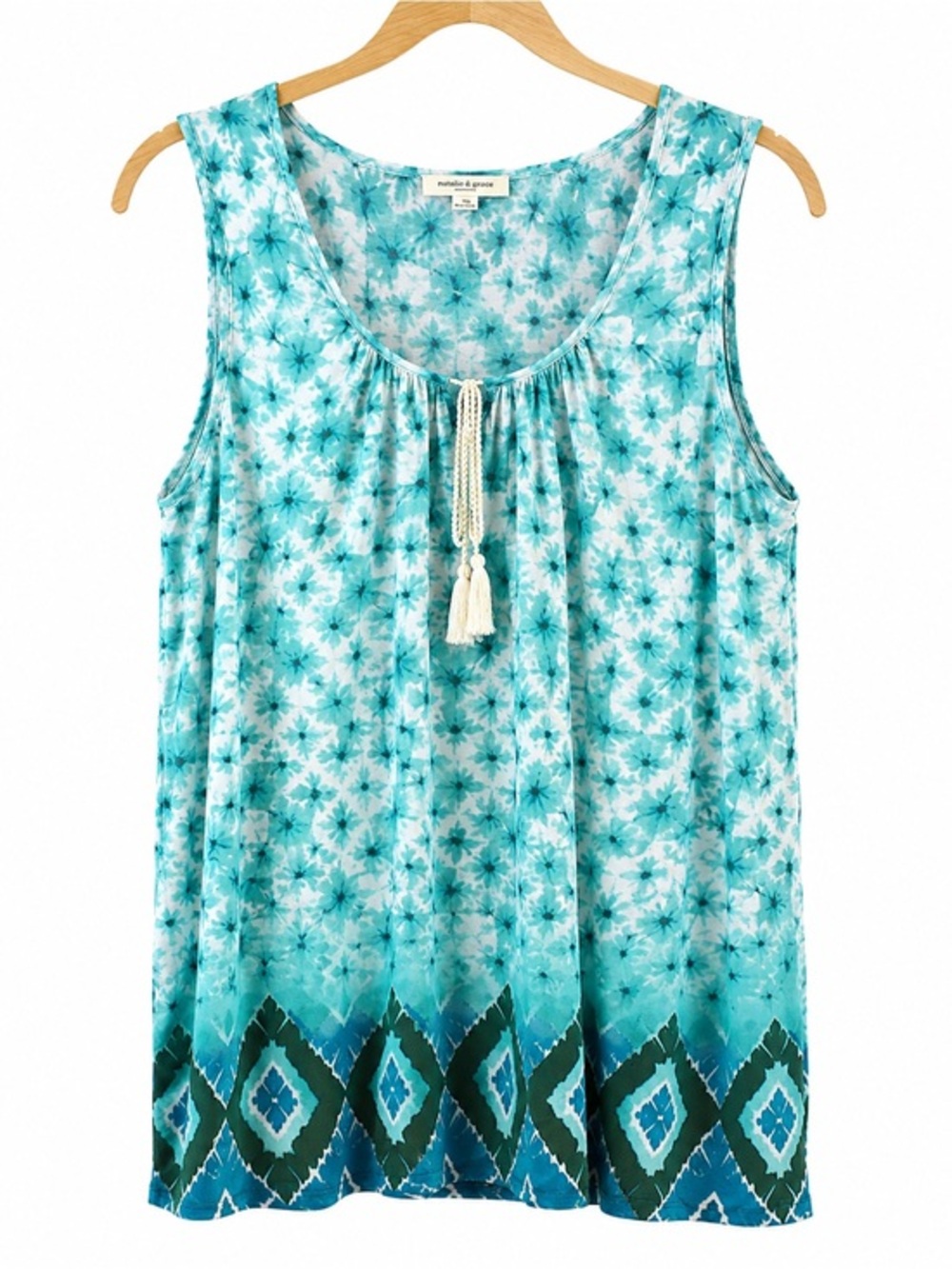 Beachlunchlounge Collection Sleeveless Boho Tassel Tunic Top Large